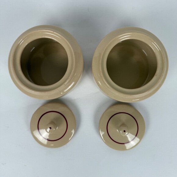 Set of 2 Shenango China Inca Ware Restaurant Southwest Tan Stripe Sugar Bowl USA - Picture 4 of 8